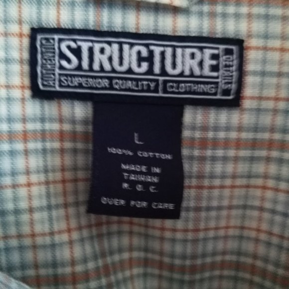 Vintage Structure | Men's Shirt | Size L | Blue / Brown / White - Picture 3 of 3